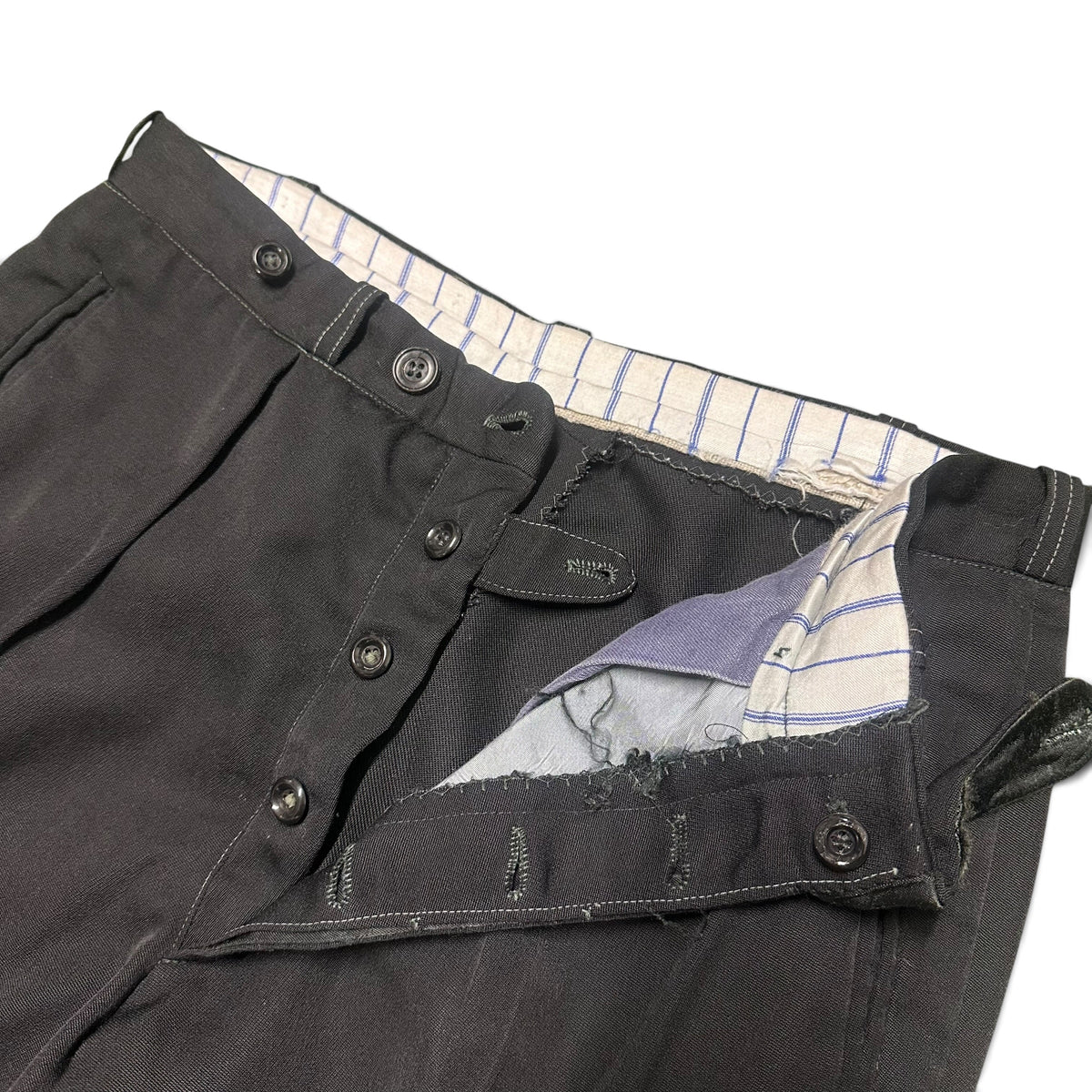 Button Fly Two Tuck Wide Straight Slacks / Black