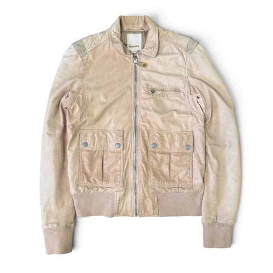 Diesel “Damage Expectancy” Distressed Lamb Leather Utility Jacket