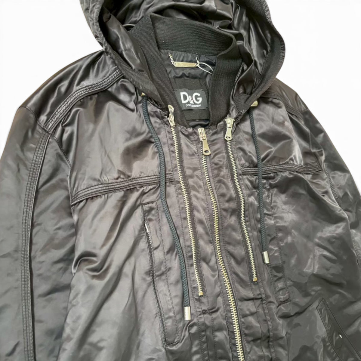 DOLCE & GABBANA Zip-Up Hooded Jacket (Black)