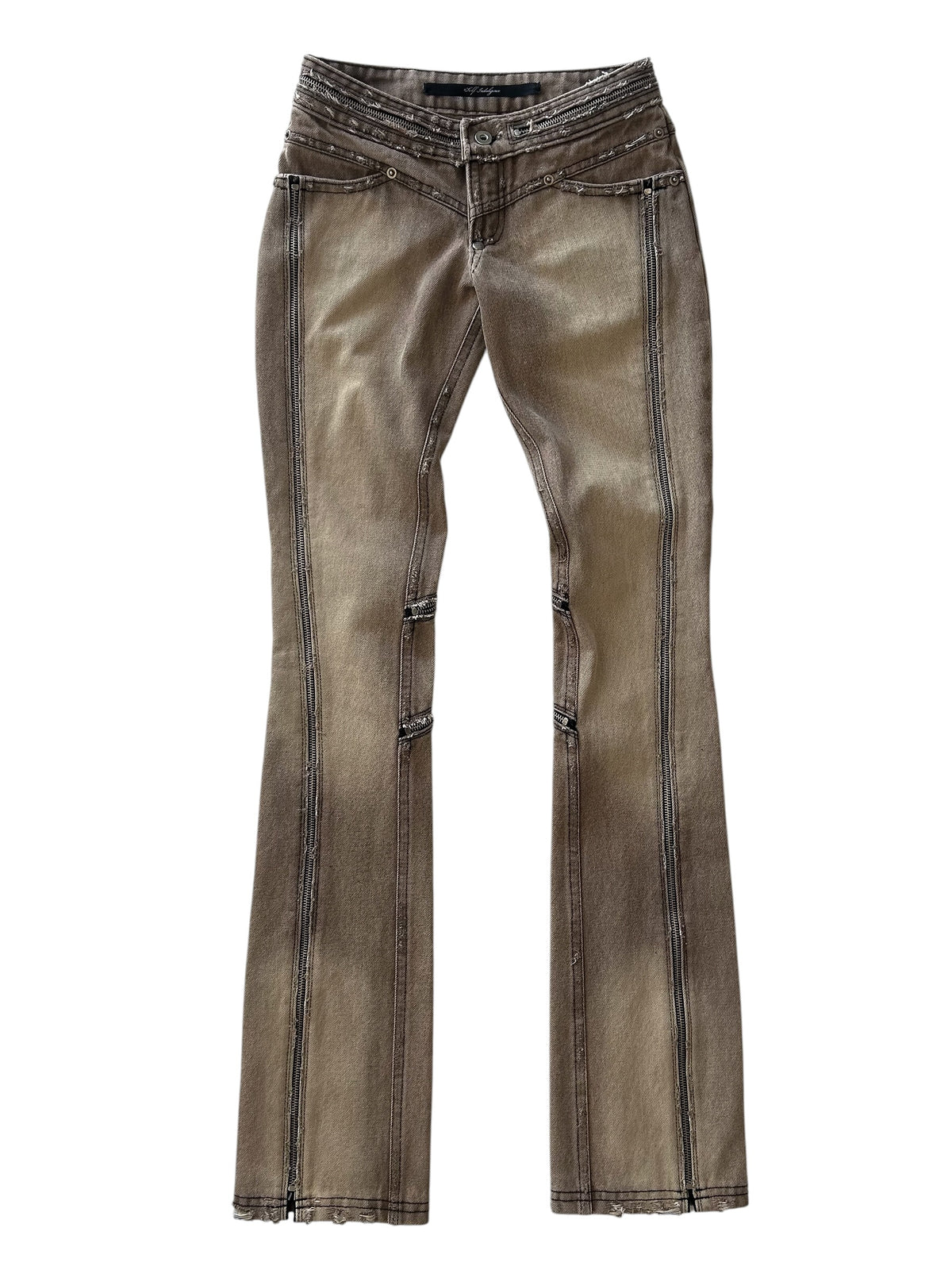 SELF INDULGENCE / Zipped Biker Jeans Washed Taupe