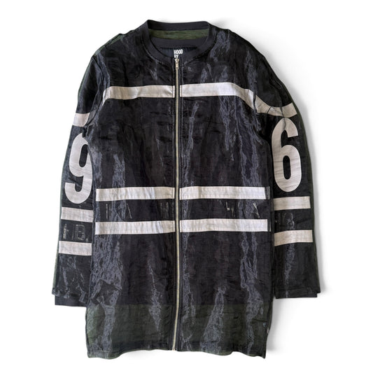 Hood By Air 14SS 96 Graphic Sheer Layered Long Zip-Up Jacket