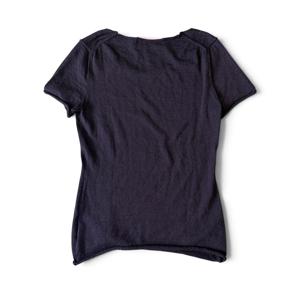 COMME des GARÇONS 2006AW Sheer Knit Scoop Neck Short Sleeve Top / Black