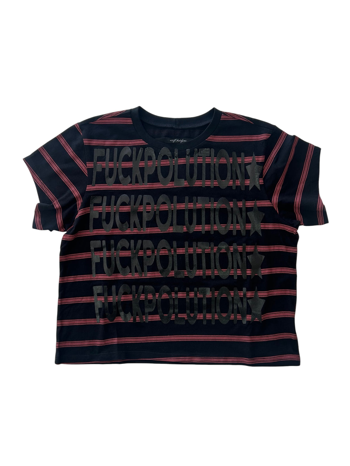 SELF INDULGENCE / Fuck Pollution Striped T-shirts