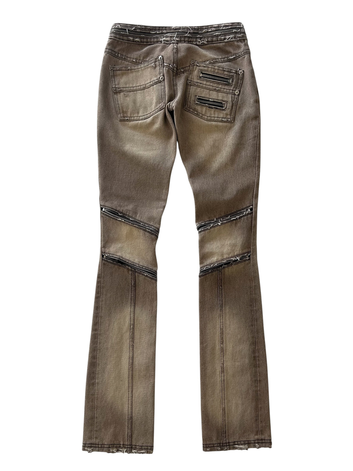 SELF INDULGENCE / Zipped Biker Jeans Washed Taupe