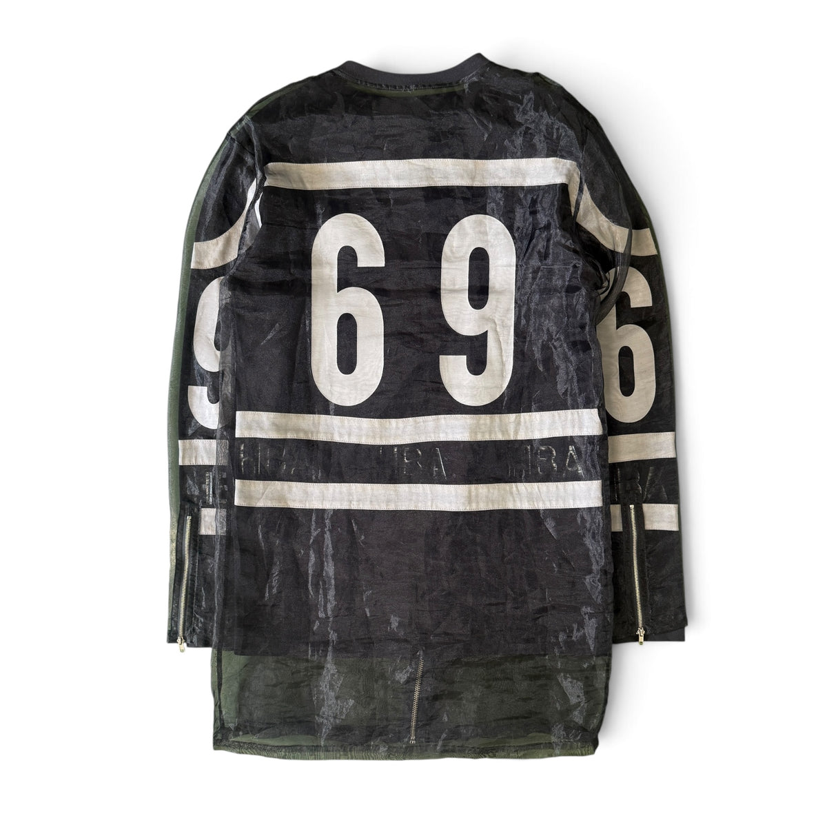 Hood By Air 14SS 96 Graphic Sheer Layered Long Zip-Up Jacket