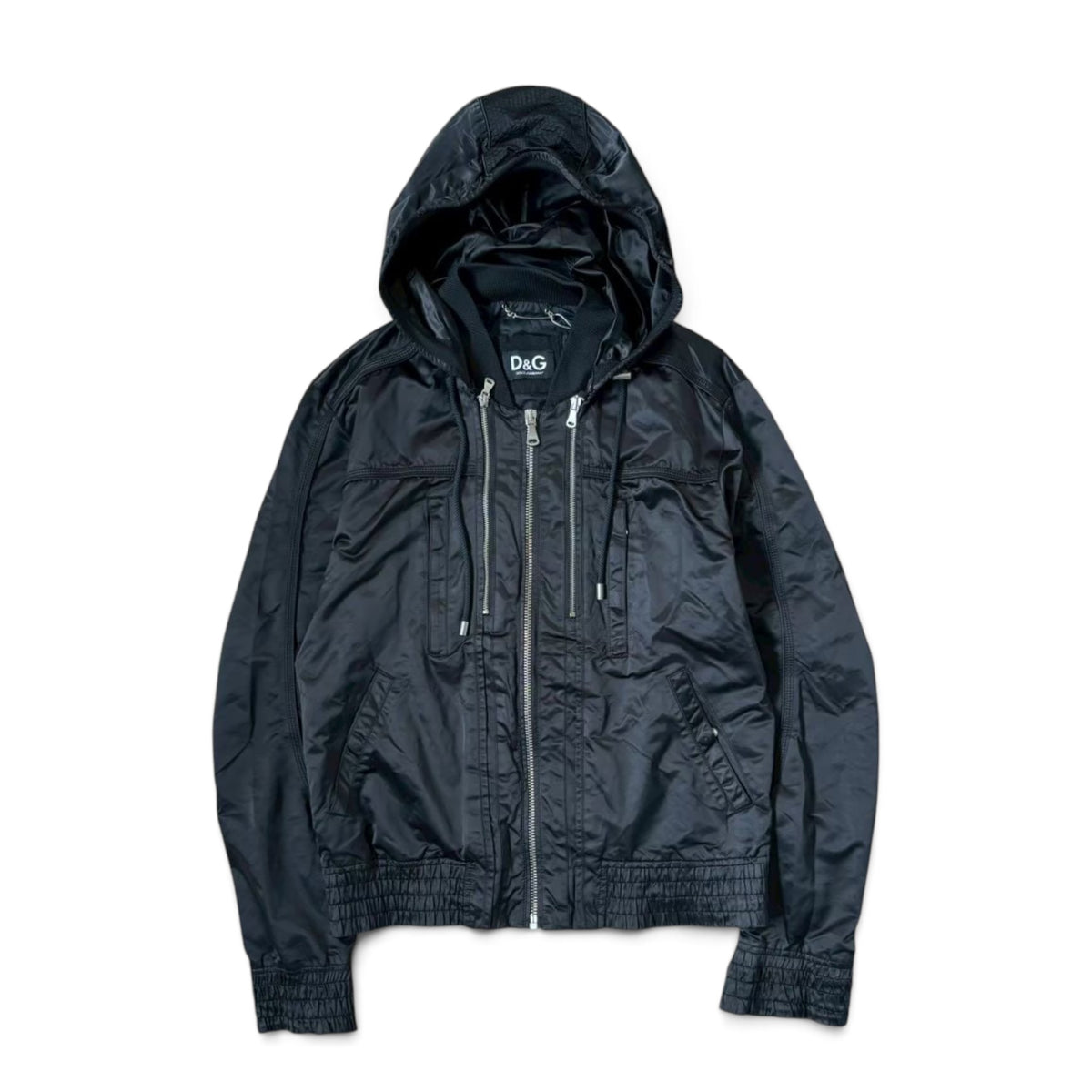 DOLCE & GABBANA Zip-Up Hooded Jacket (Black)