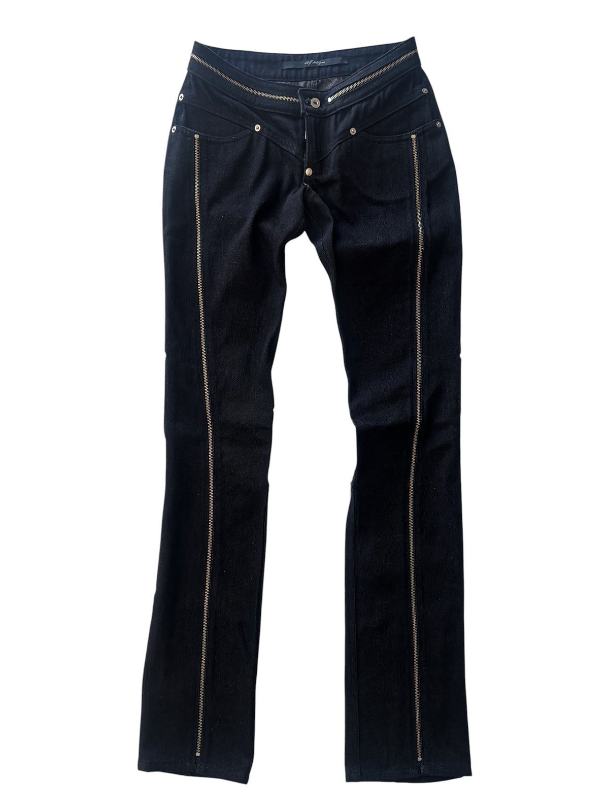 SELF INDULGENCE / Raw Denim Zipped Biker Jeans Black