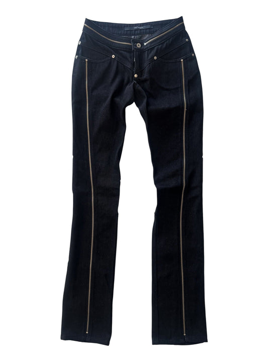 SELF INDULGENCE / Raw Denim Zipped Biker Jeans Black