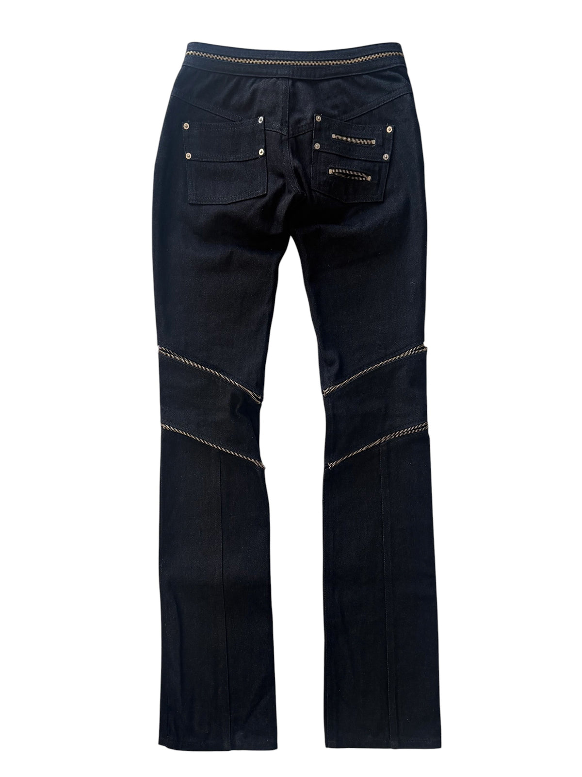 SELF INDULGENCE / Raw Denim Zipped Biker Jeans Black