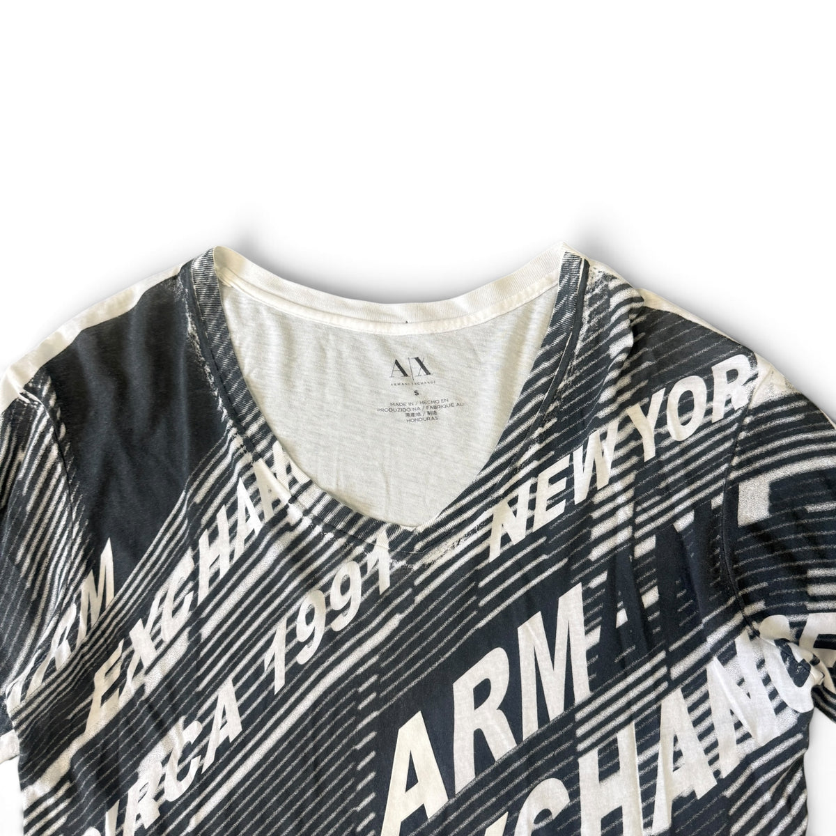 Armani Exchange All Over City Logo Graphic V-Neck T-Shirt