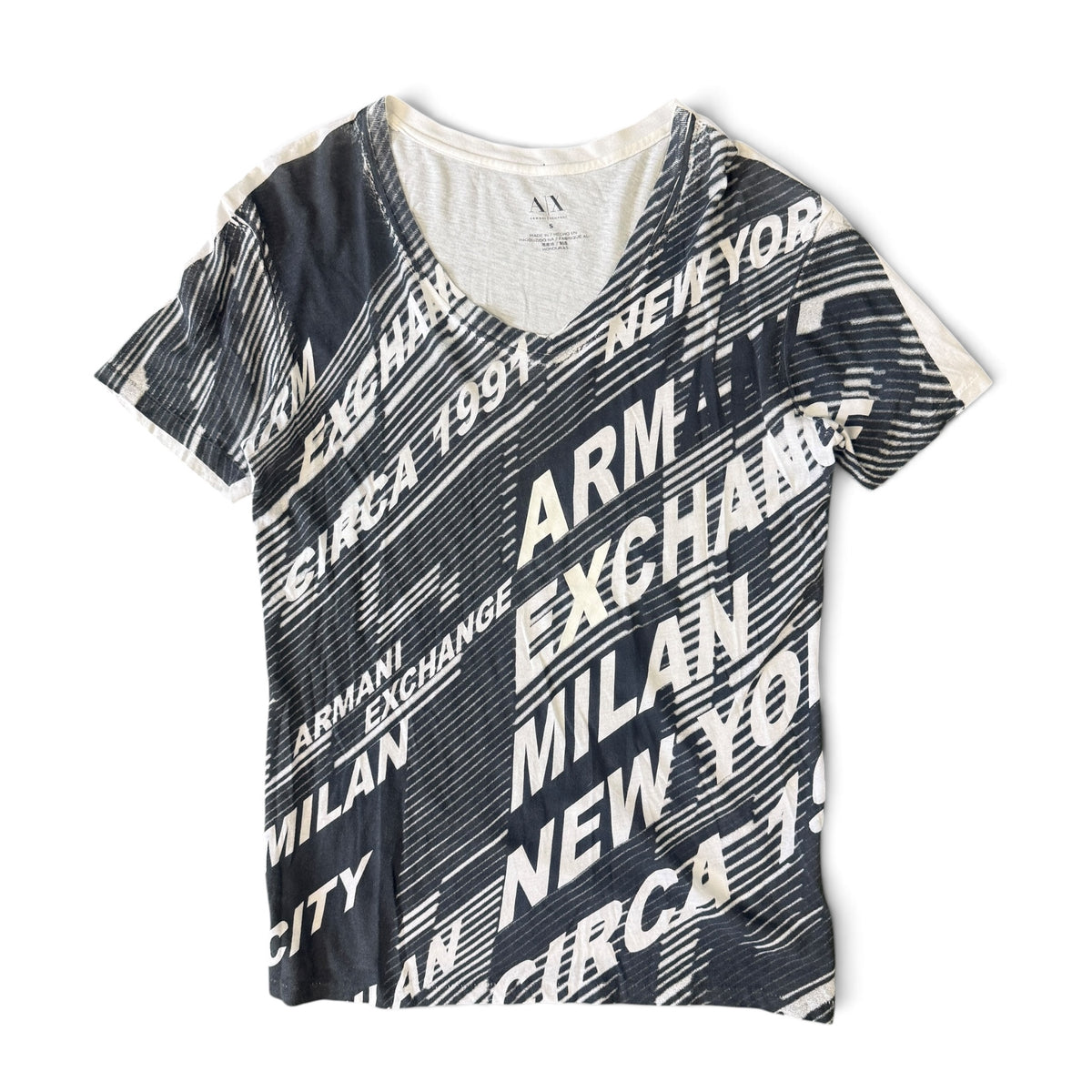Armani Exchange All Over City Logo Graphic V-Neck T-Shirt