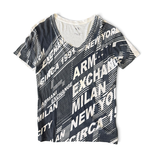 Armani Exchange All Over City Logo Graphic V-Neck T-Shirt