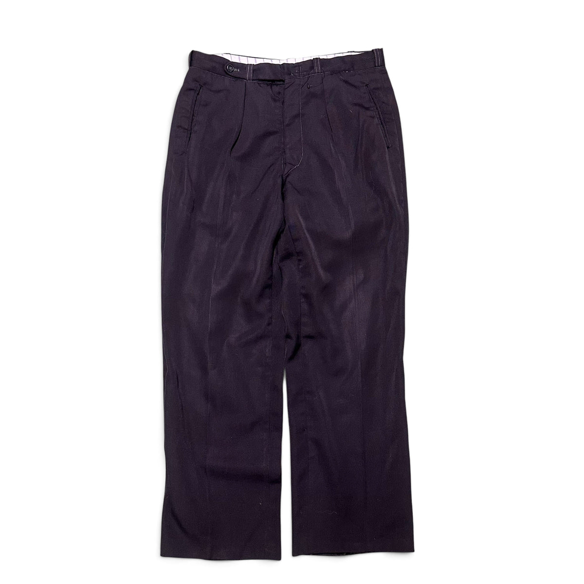 Button Fly Two Tuck Wide Straight Slacks / Black