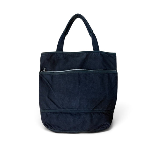 Y’s Black Washed Canvas Multi Pocket Large Tote Bag