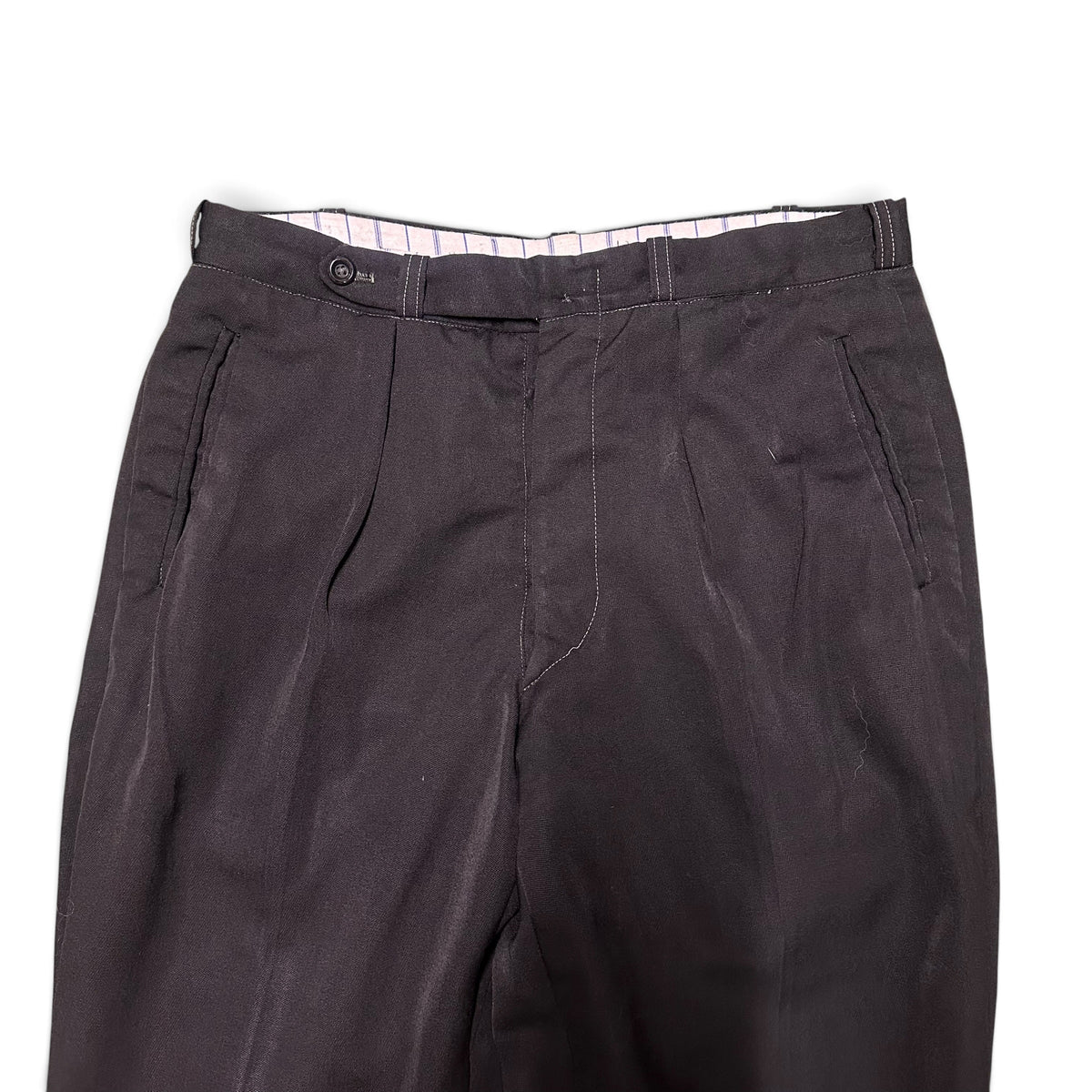 Button Fly Two Tuck Wide Straight Slacks / Black