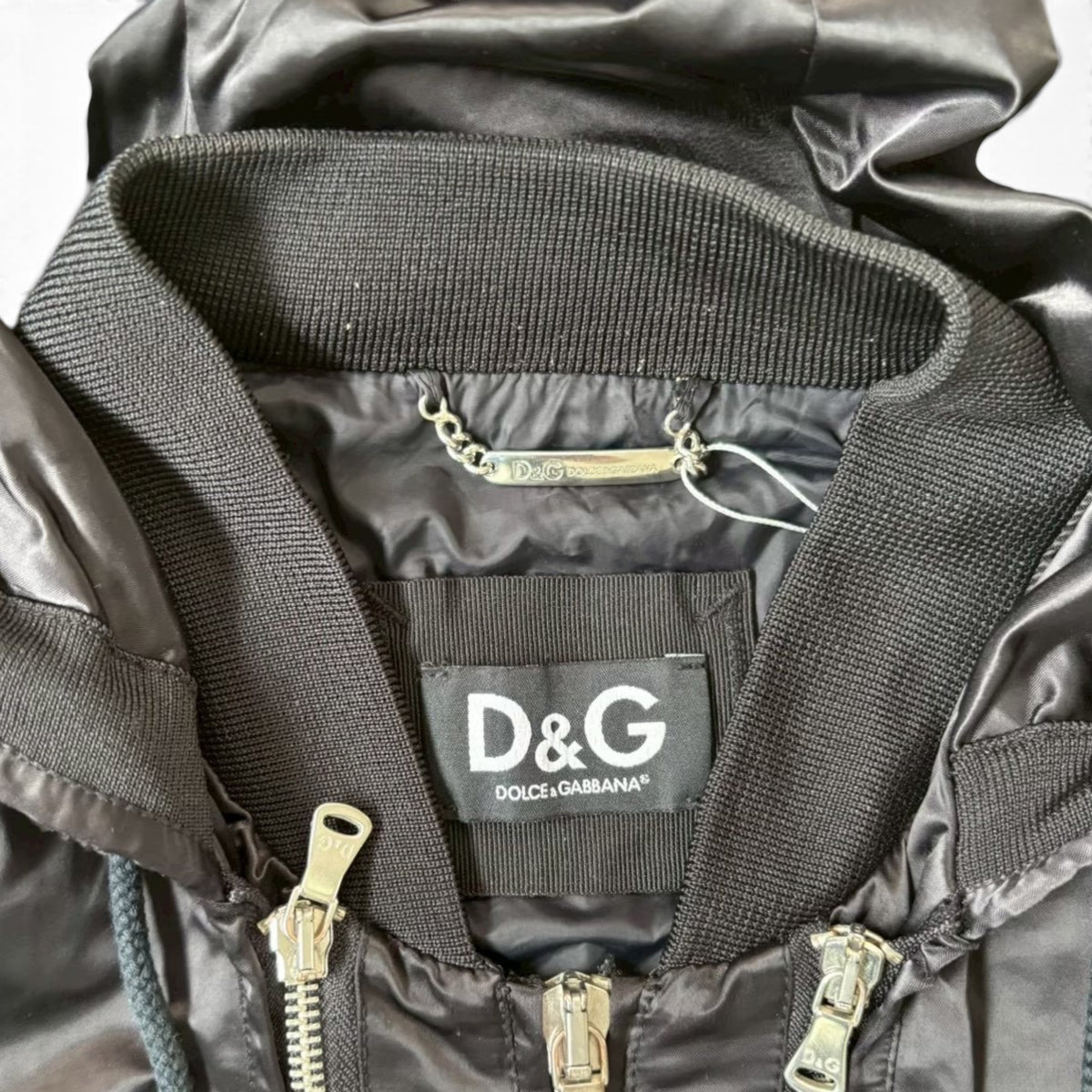 DOLCE & GABBANA Zip-Up Hooded Jacket (Black)
