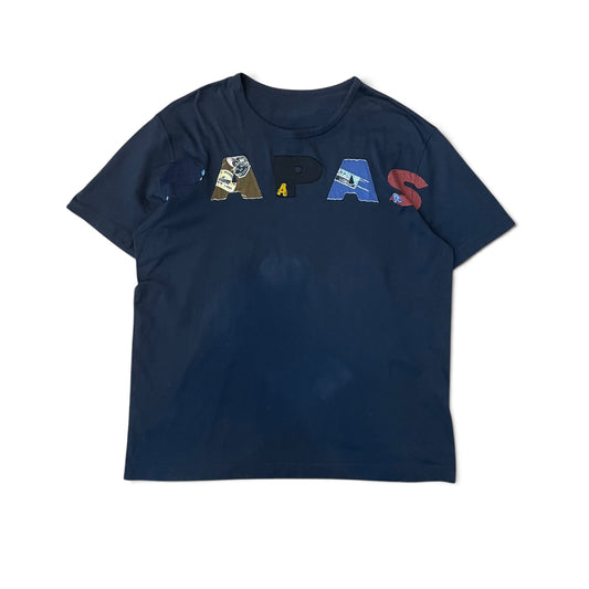 PAPAS Vintage Patchwork Letter Logo T-shirts