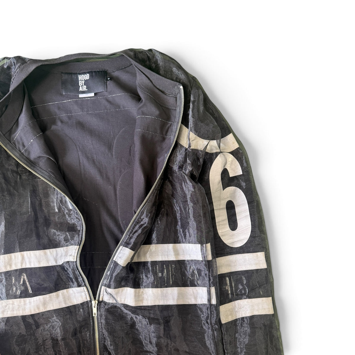 Hood By Air 14SS 96 Graphic Sheer Layered Long Zip-Up Jacket