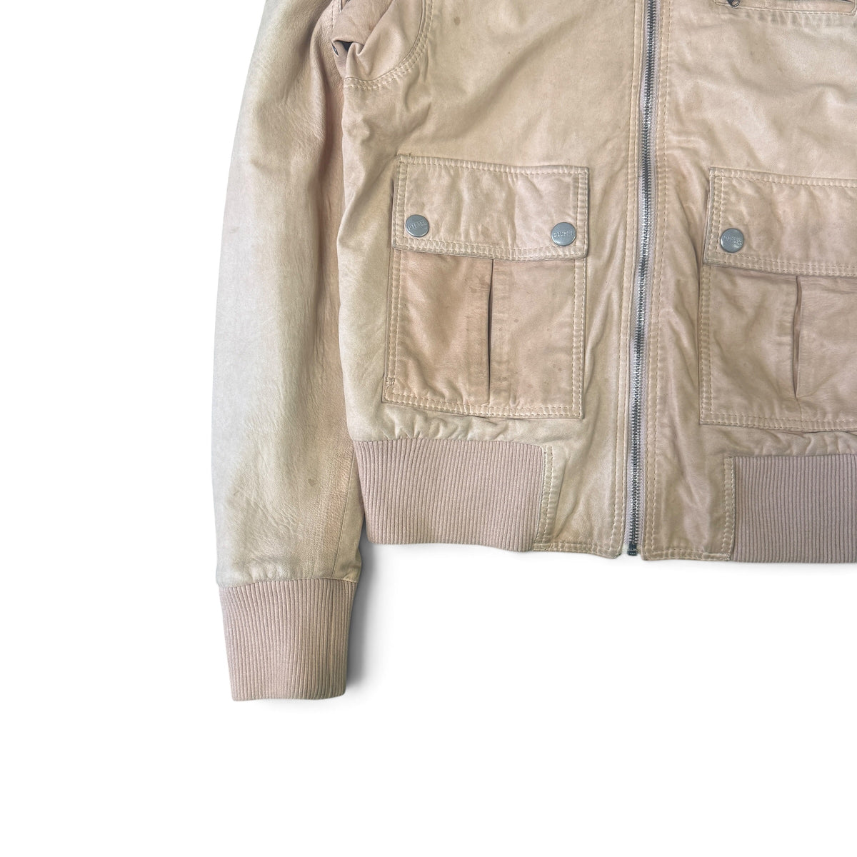 Diesel “Damage Expectancy” Distressed Lamb Leather Utility Jacket