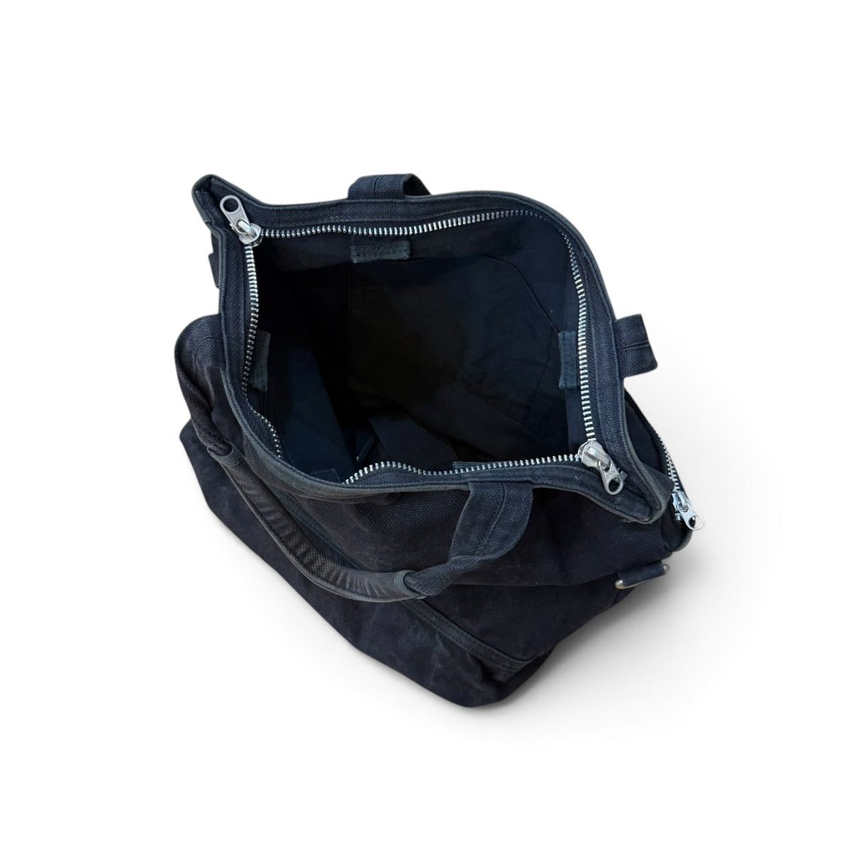Y’s Black Washed Canvas Multi Pocket Large Tote Bag