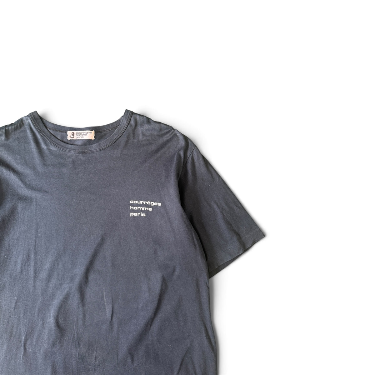 Courrèges Homme Paris Minimal Logo Embroidered Short Sleeve T-Shirt