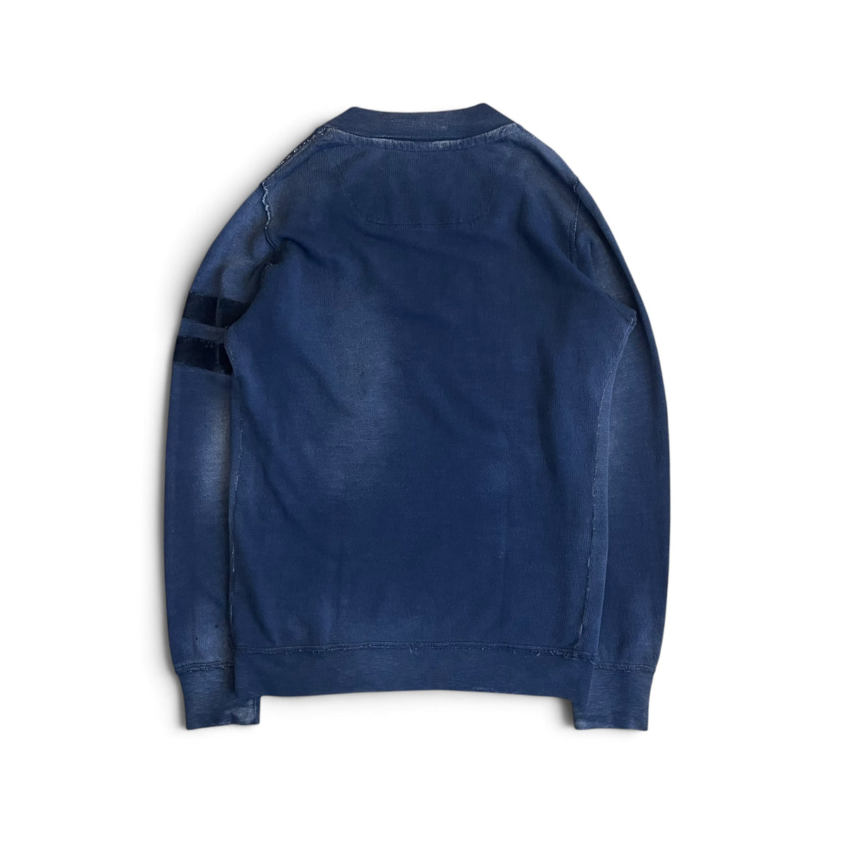 DIESEL Washed Navy V-Neck Logo Sweatshirt