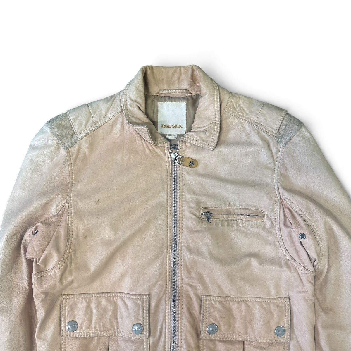 Diesel “Damage Expectancy” Distressed Lamb Leather Utility Jacket