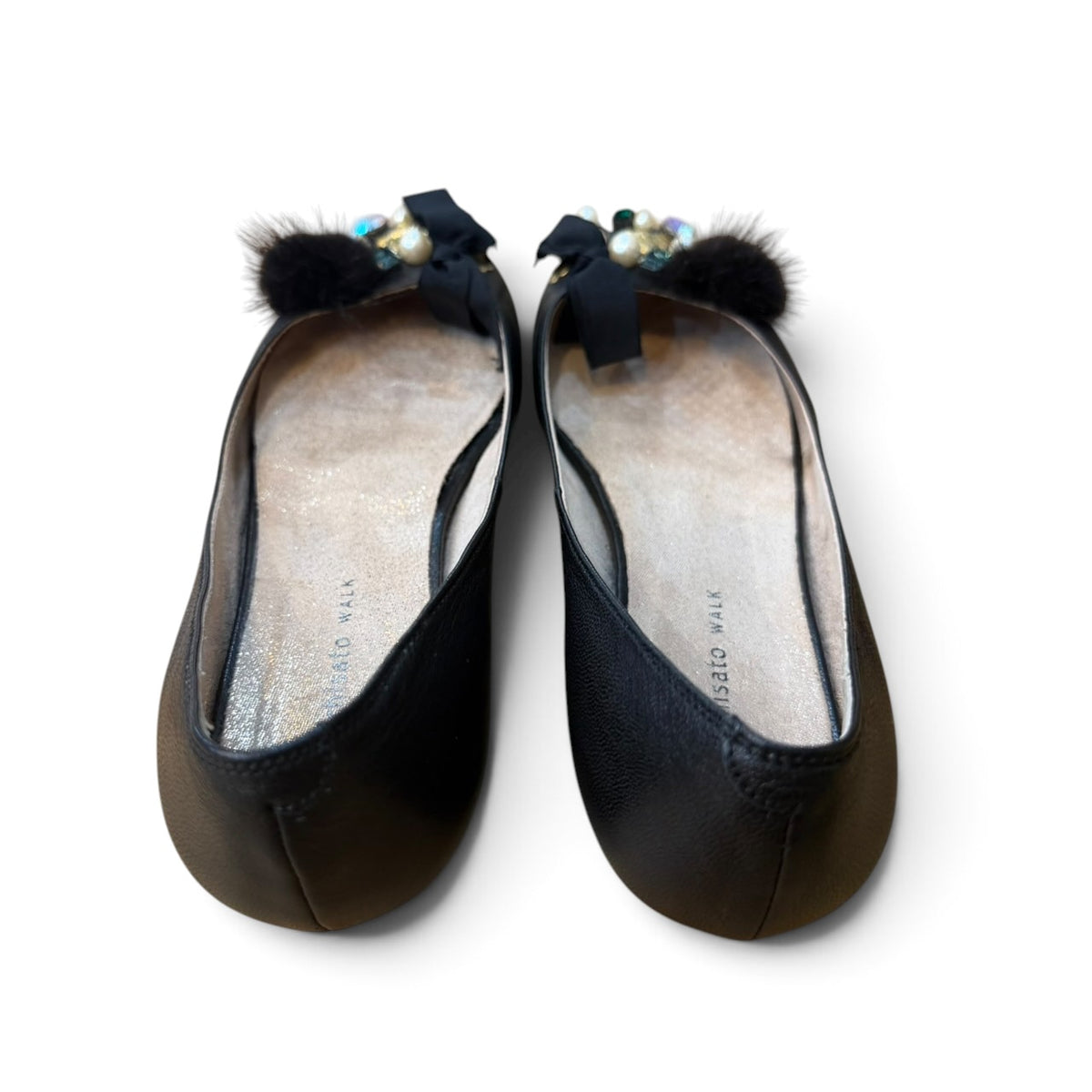 TSUMORI CHISATO WALK Fur Pom Pom Pearl Bijou Ribbon Ballet Flats