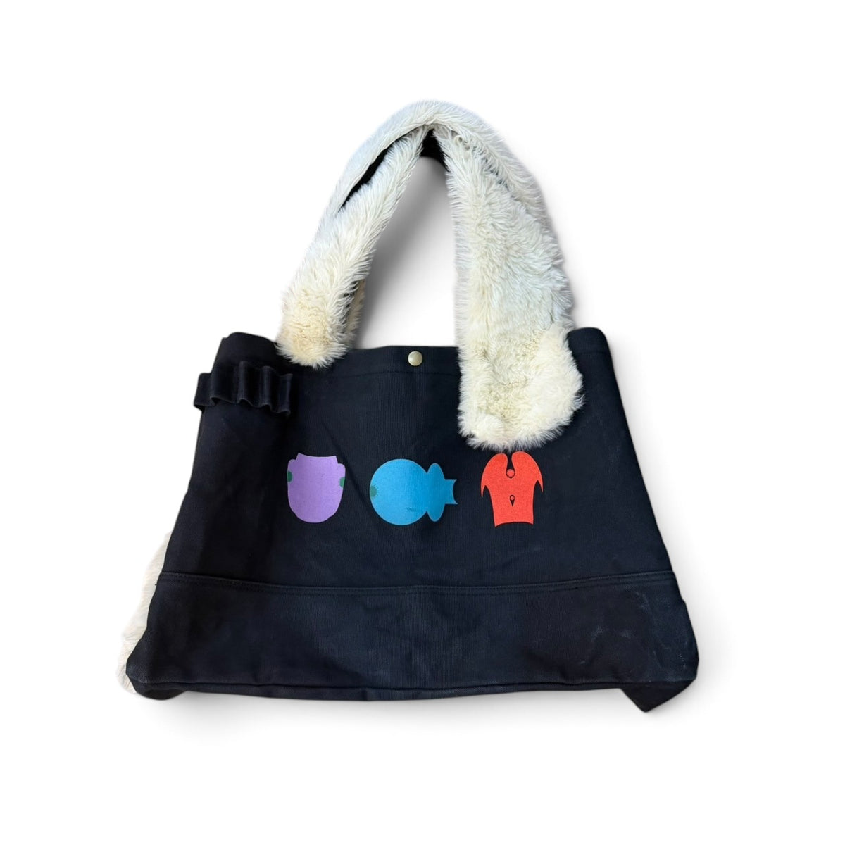 UNDERCOVER × SKOLOCT Fur Handle Graphic Canvas Tote Bag