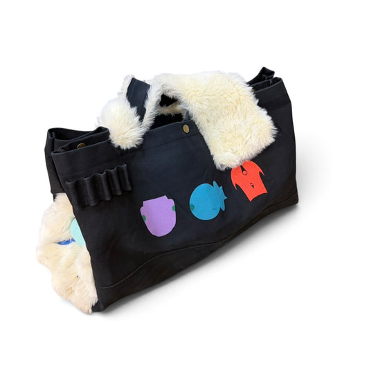 UNDERCOVER × SKOLOCT Fur Handle Graphic Canvas Tote Bag