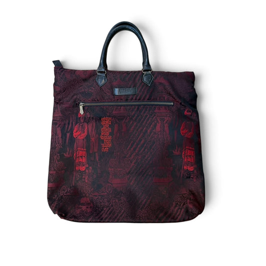 Jean Paul Gaultier Gothic Jacquard Graphic Leather Handle Tote Bag