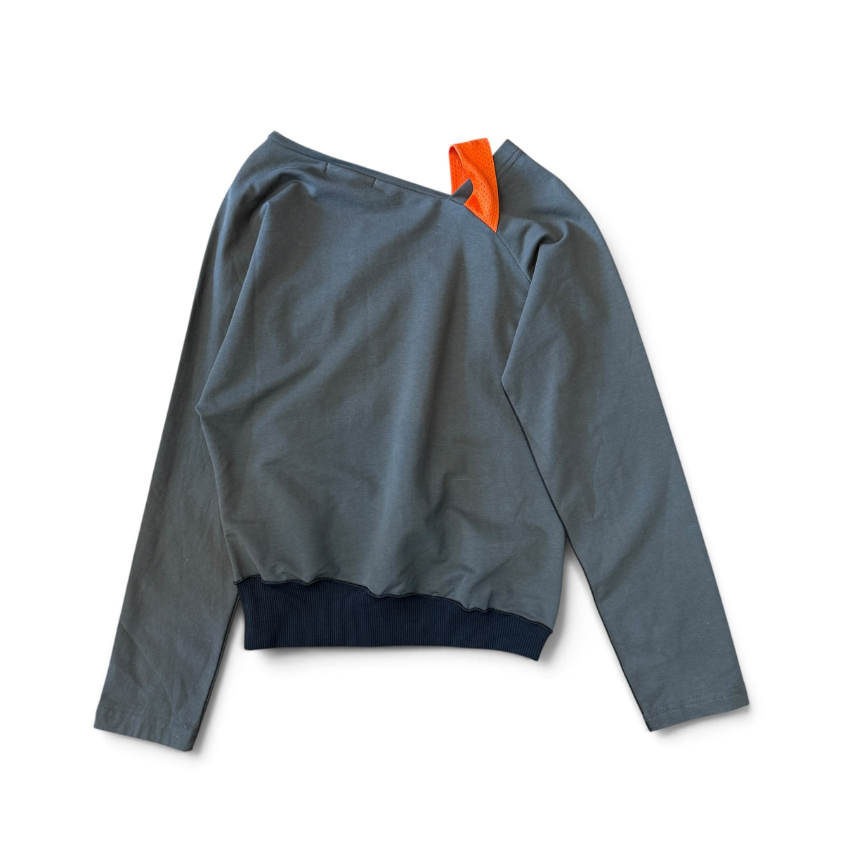 Cop.Copine Asymmetric Graphic Long Sleeve Top – Charcoal