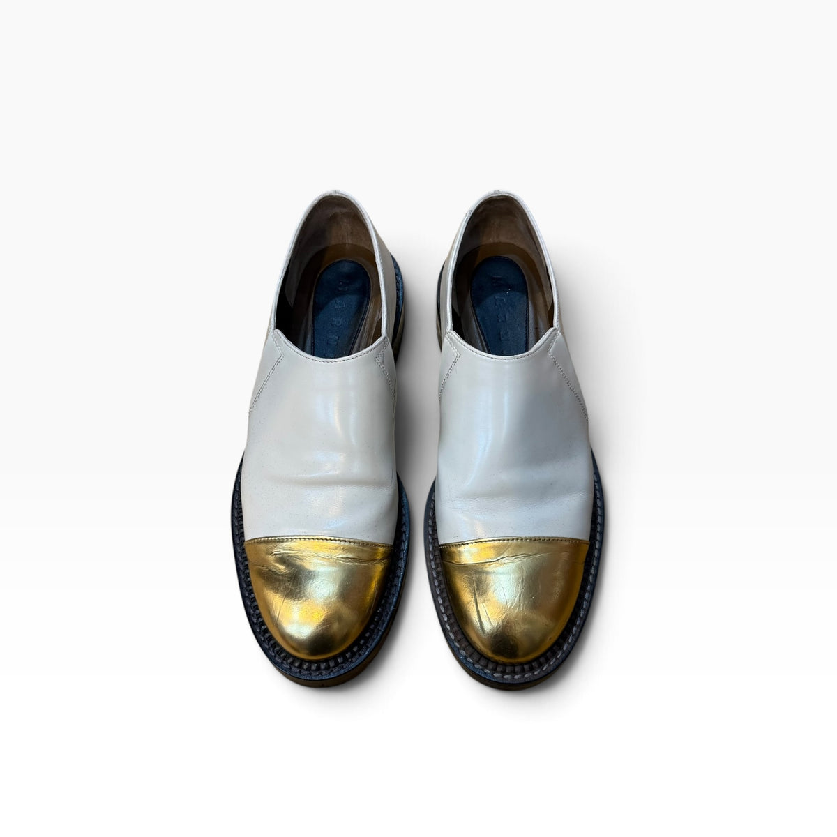 MARNI White & Gold Toe Cap Slip-On Shoes