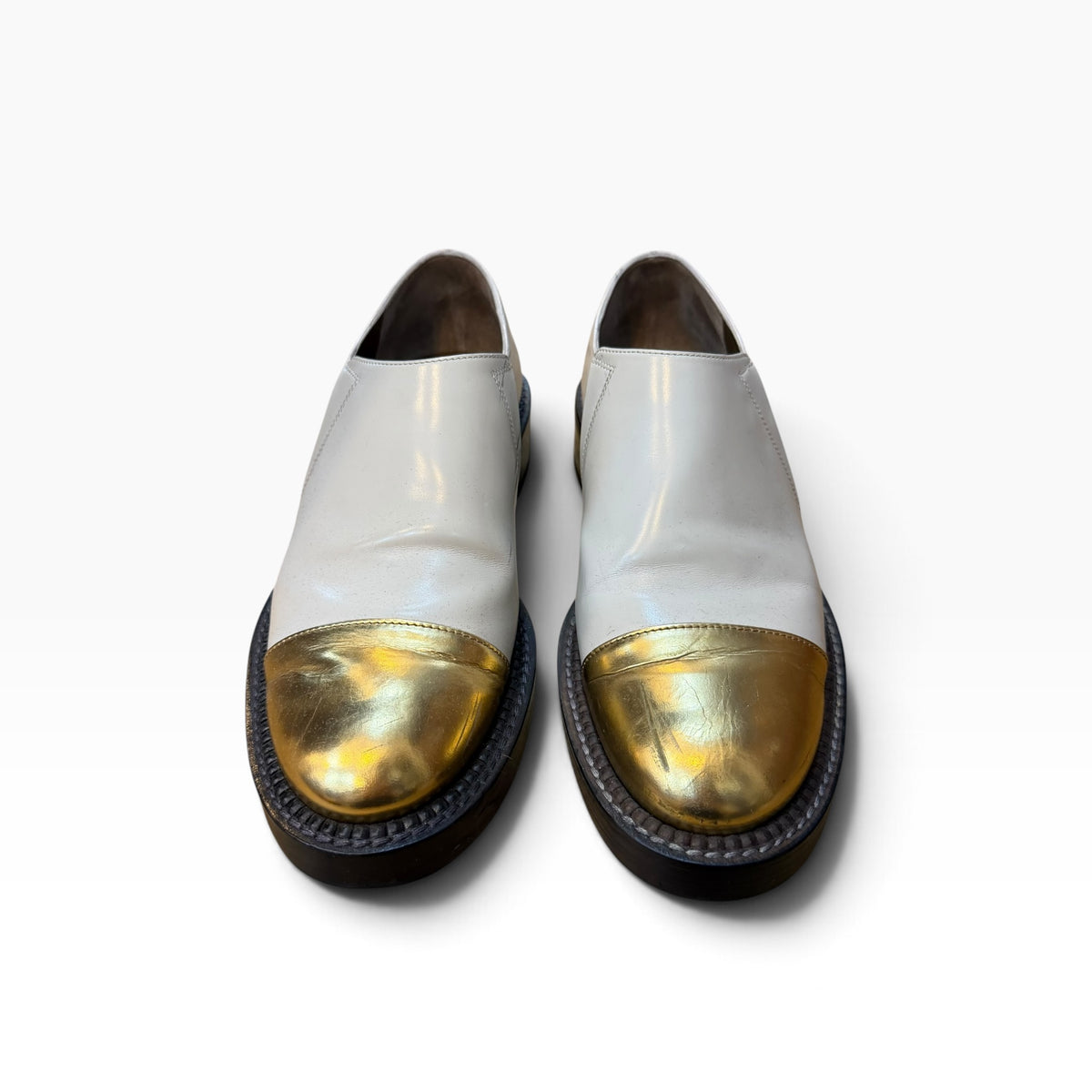 MARNI White & Gold Toe Cap Slip-On Shoes