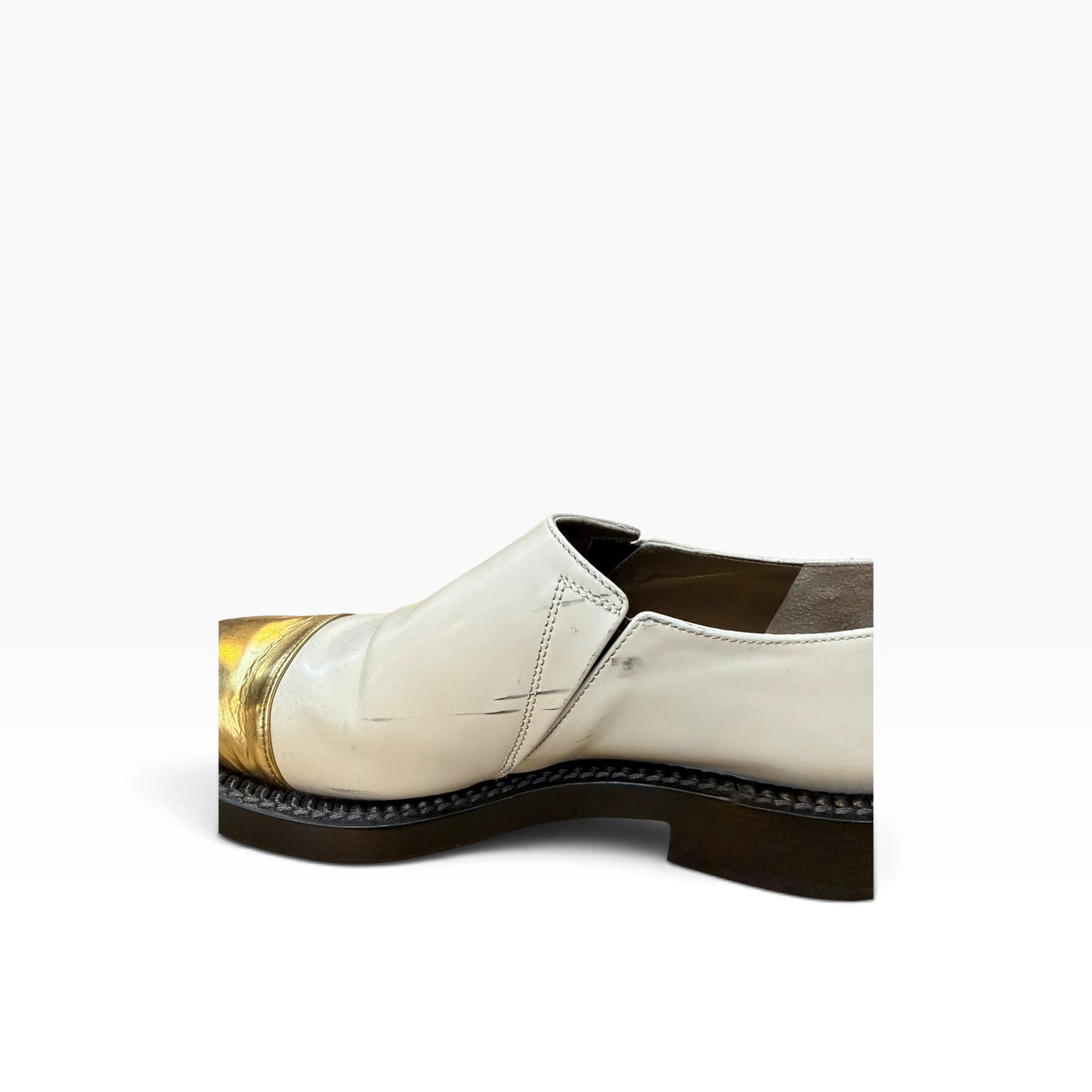 MARNI White & Gold Toe Cap Slip-On Shoes